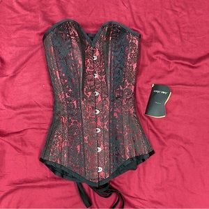 NWT Corset story red black steel boned S/XS vampire harlequin witch sexy costume